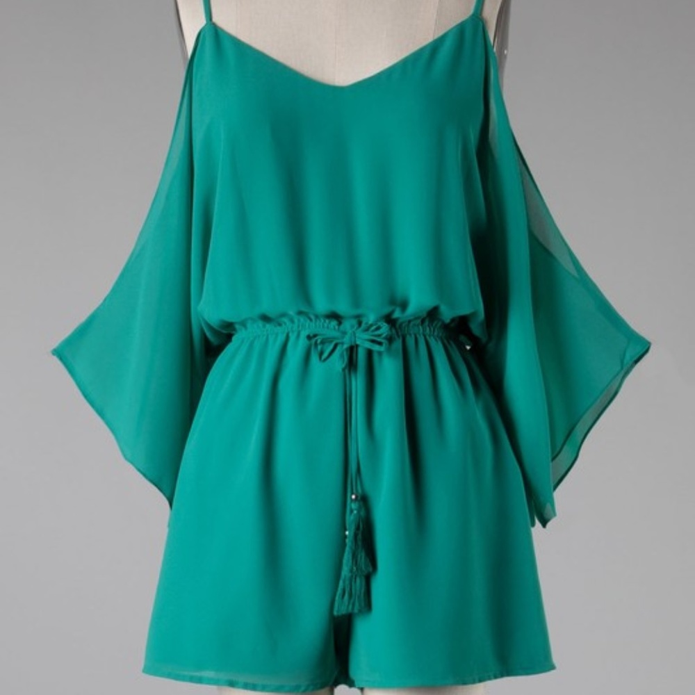 Aqua Cold Shoulder Romper